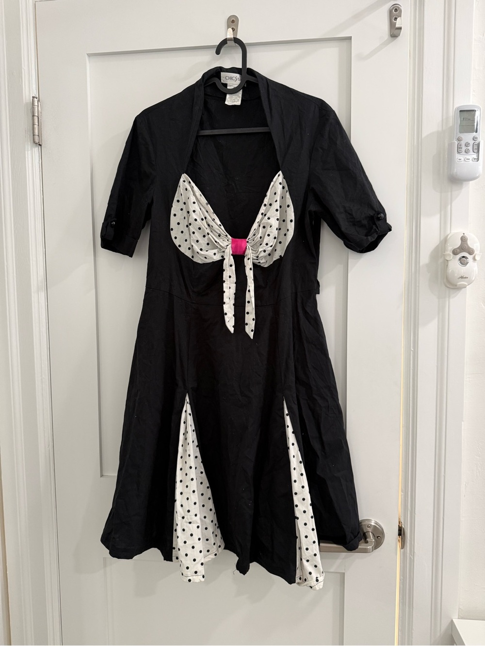 ChicStar black retro pleated swing dress w/ polkadots (fair) (fits like M)